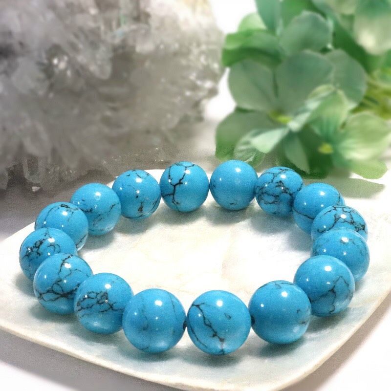 548 天然石ターコイズ（ブルー）トルコ石ブレスレット 8mm - メルカリ