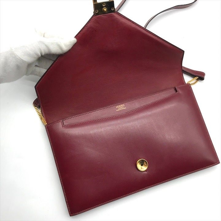 良品 HERMES エルメス リディ ボックスカーフ ヴィンテージ マル Q刻印 ショルダー バッグ ボルドー ブランド レディース かばん a11171 良品 HERMES エルメス リディ ボックスカーフ ヴィンテージ マル Q刻印