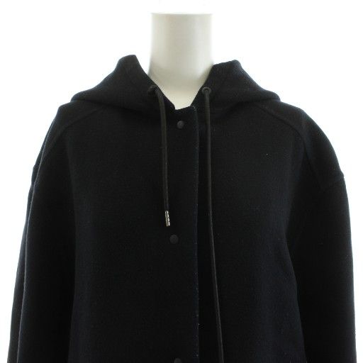 値下げ相談可★ ジョゼフ JOSEPH ウール ミドル丈コート ブラック 黒 ジョセフ JOSEPH コート ミドル丈 フード ウール アウター 36 黒