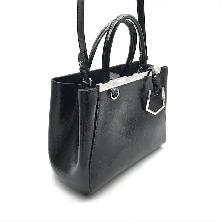 FENDI エナメルハンドバッグ 黒 美品 FENDI フェンディ エナメル トゥージュール 2WAY ハンド