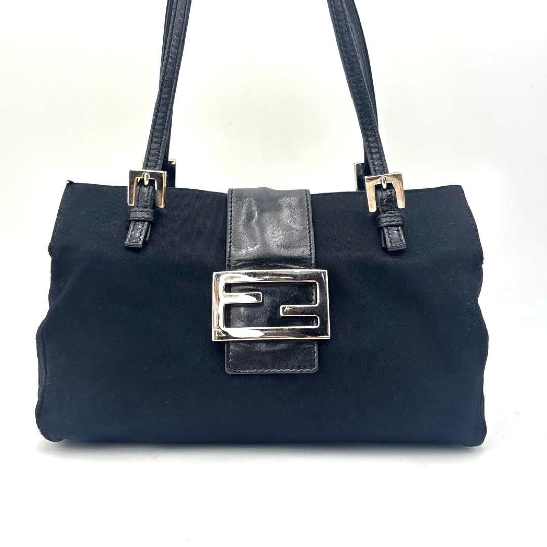 フェンディ マンマバケット 黒 ジャージ ショルダーバッグ FF金具 ワン