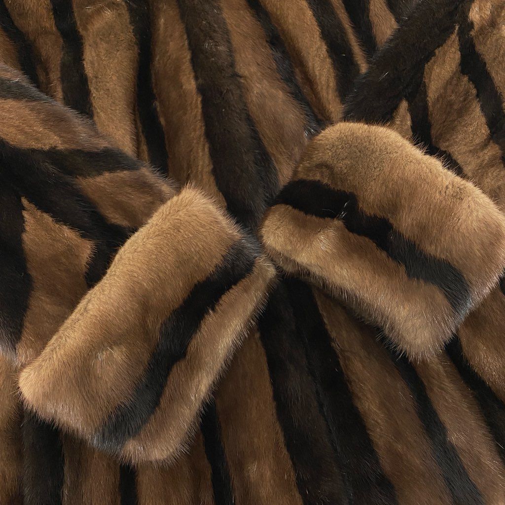 43l25 希少デザイン フード付き ミンクコート サイズF 茶系 ダブル