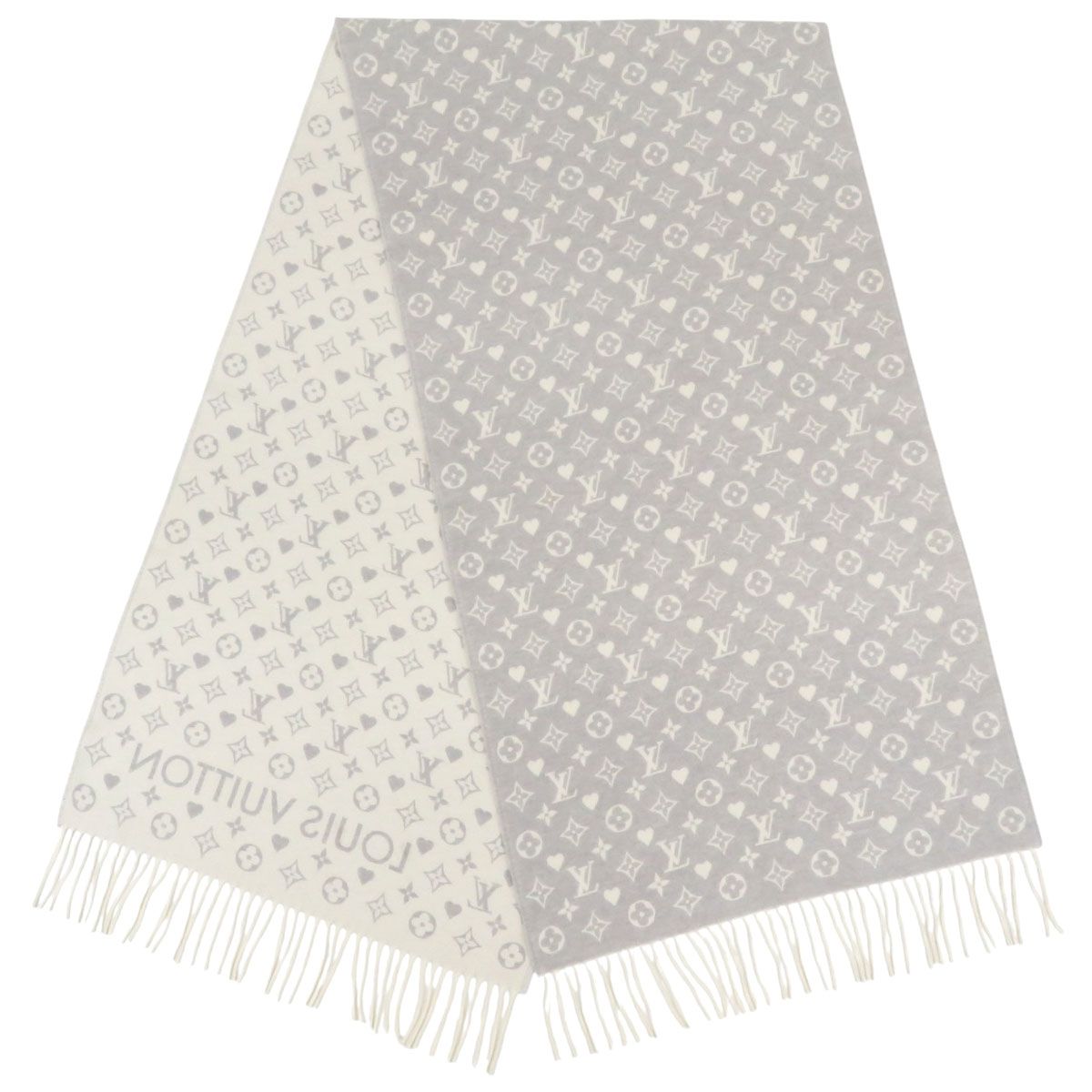 LOUIS VUITTON グレー ホワイト マフラー コメ兵｜ルイヴィトン LOUIS VUITTON MUFFLER｜ルイヴィトン