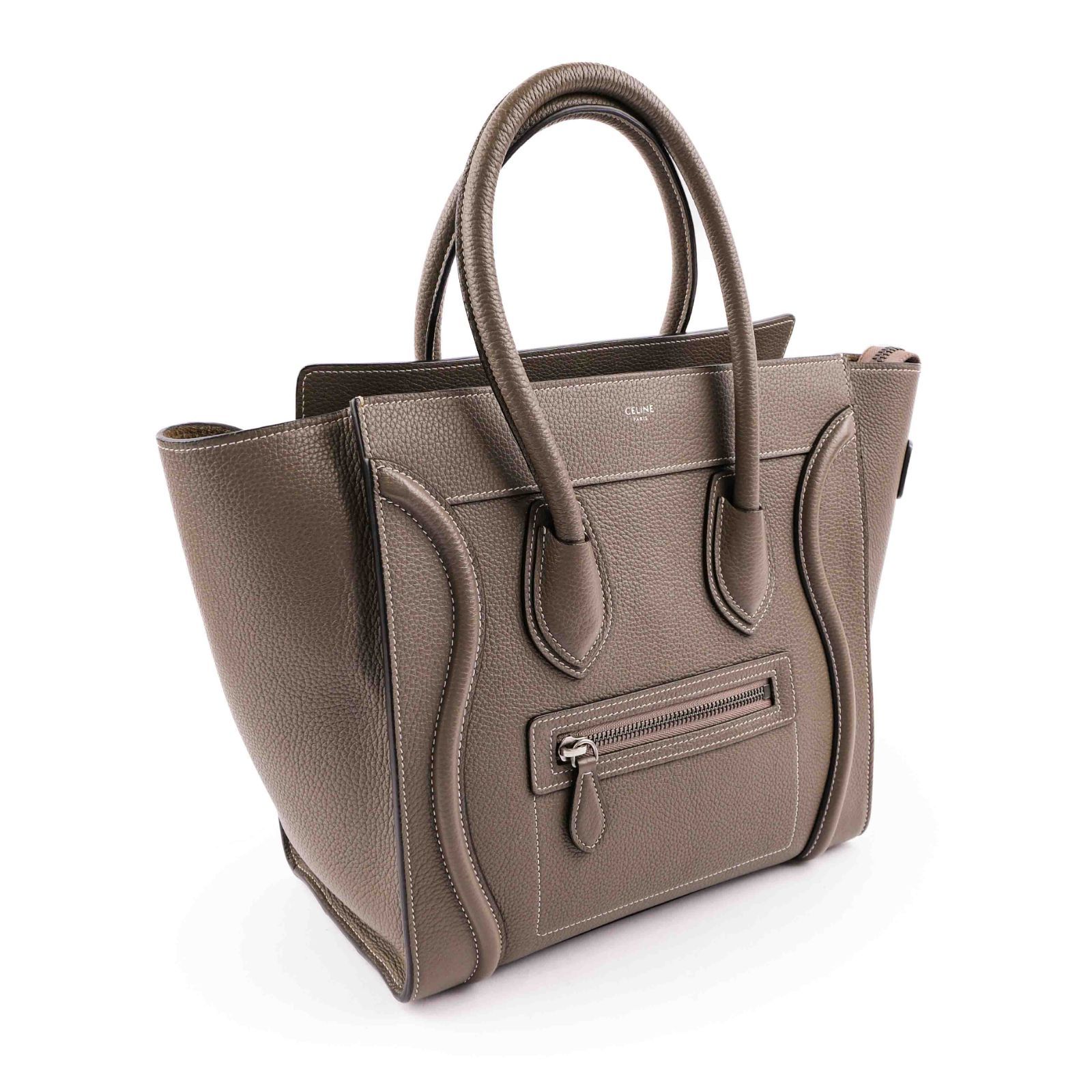 セリーヌ ラゲージ ミニ ショッパー ハンドバッグ レザー リネン パープル系 セリーヌ ラゲージ ミニ ショッパー ハンドバッグ レザー リネン