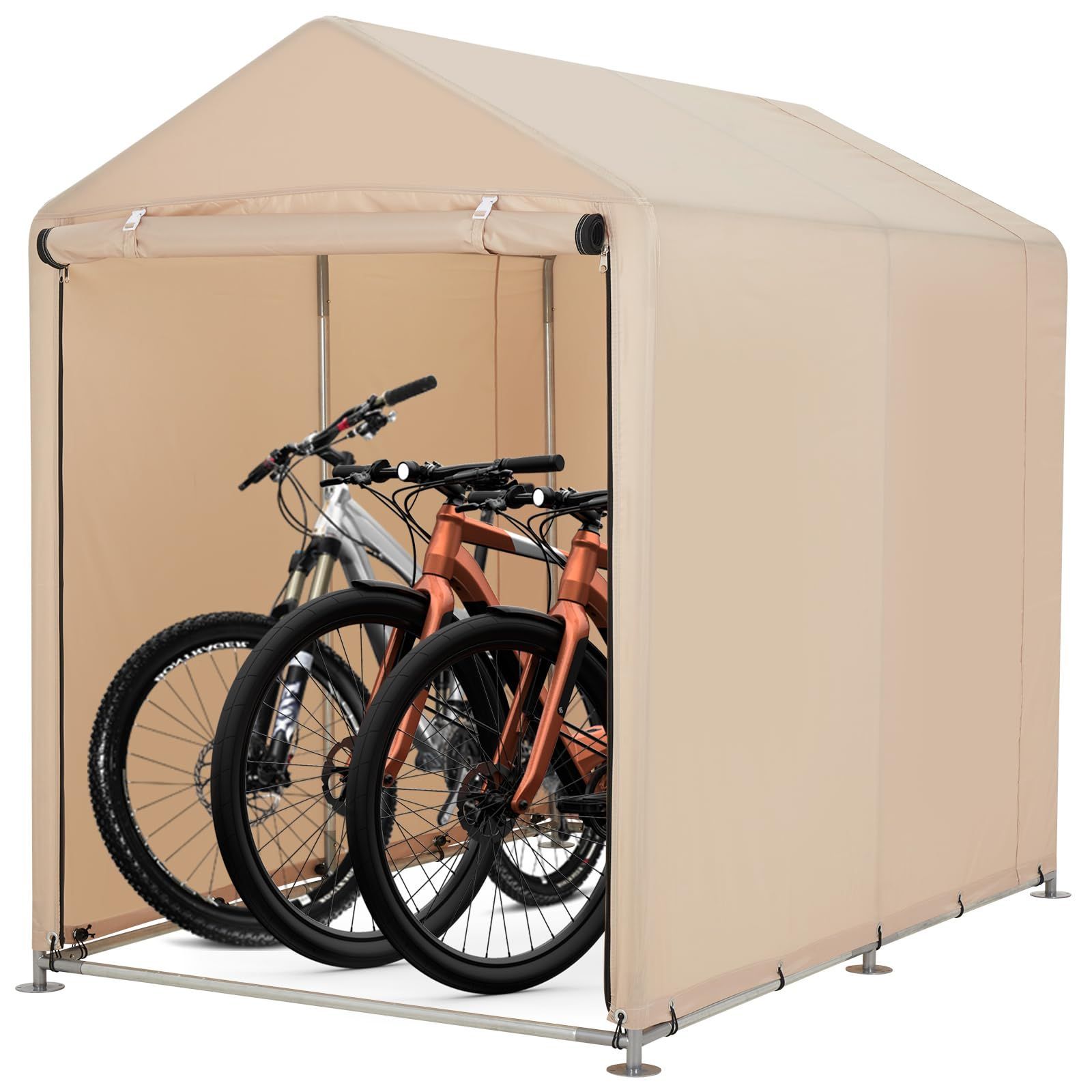 ガービー(Garvee) サイクルハウス 替えカバー 替えシート 2台用 専用カバー 420D 頑丈 ハウス型 三角屋根 防水 耐水圧2000mm 防UV サイクルポート ガレージ 高耐久 Mサイズ （グリーン）（ブラック）（ブラウン）（カーキ）
