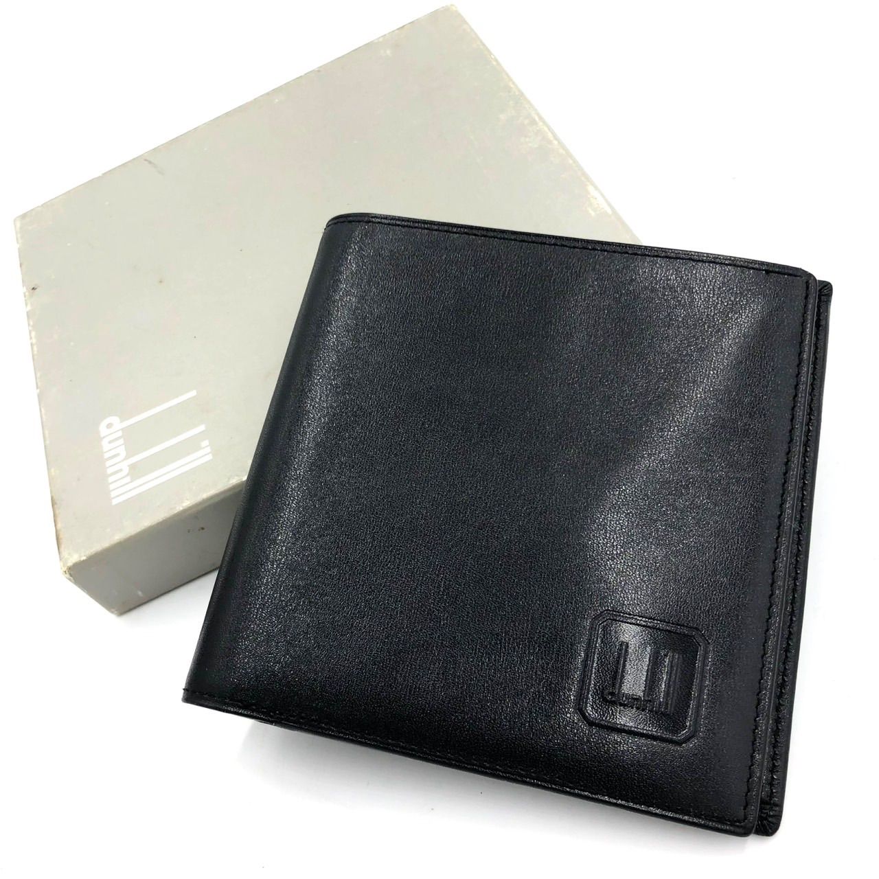 未使用保管品】ダンヒル dunhill 二つ折り財布 ブラック レザー 本革 