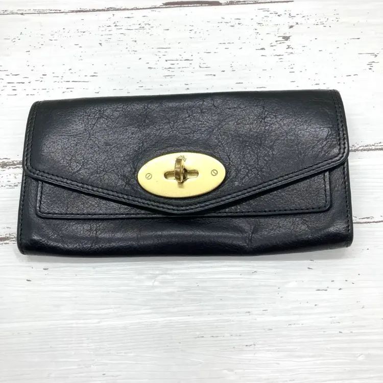 美品❣️ MULBERRY マルベリー レザー ターンロック二つ折り長財布