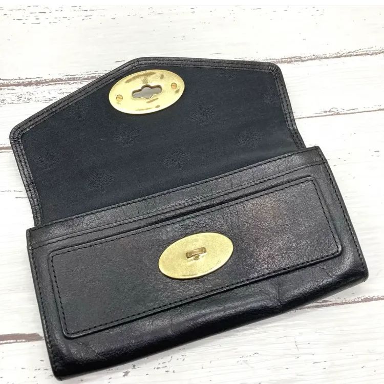美品❣️ MULBERRY マルベリー レザー ターンロック二つ折り長財布