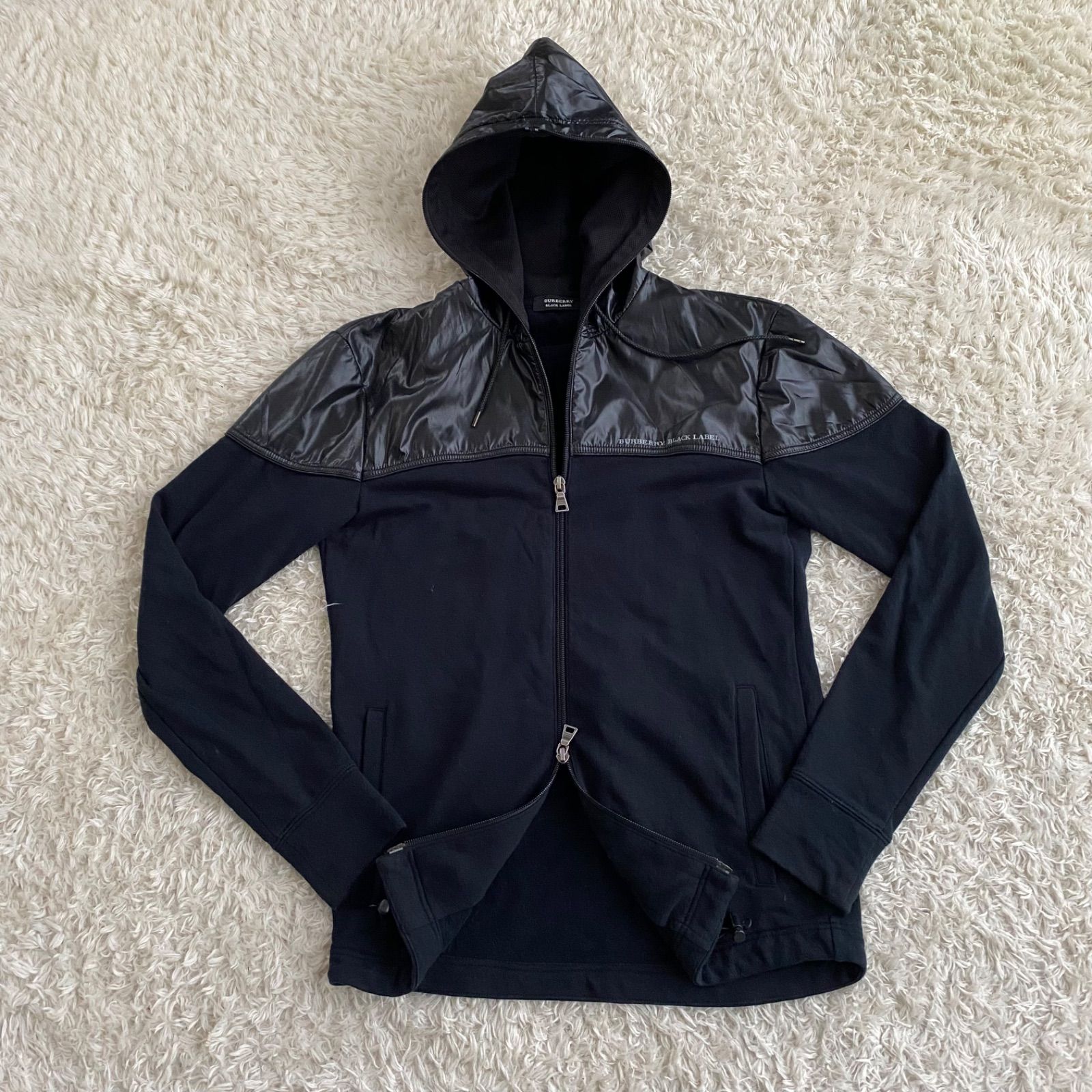 美品！BURBERRY BLACK LABEL バーバリー ジップパーカー 切り替え