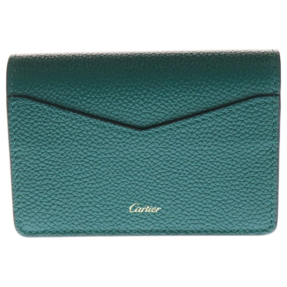 Cartier カルティエ パンテール ケース 小銭入れ グリーン 希少色 Cartier (カルティエ) パンテール ドゥ ジップ付ビジネスカード