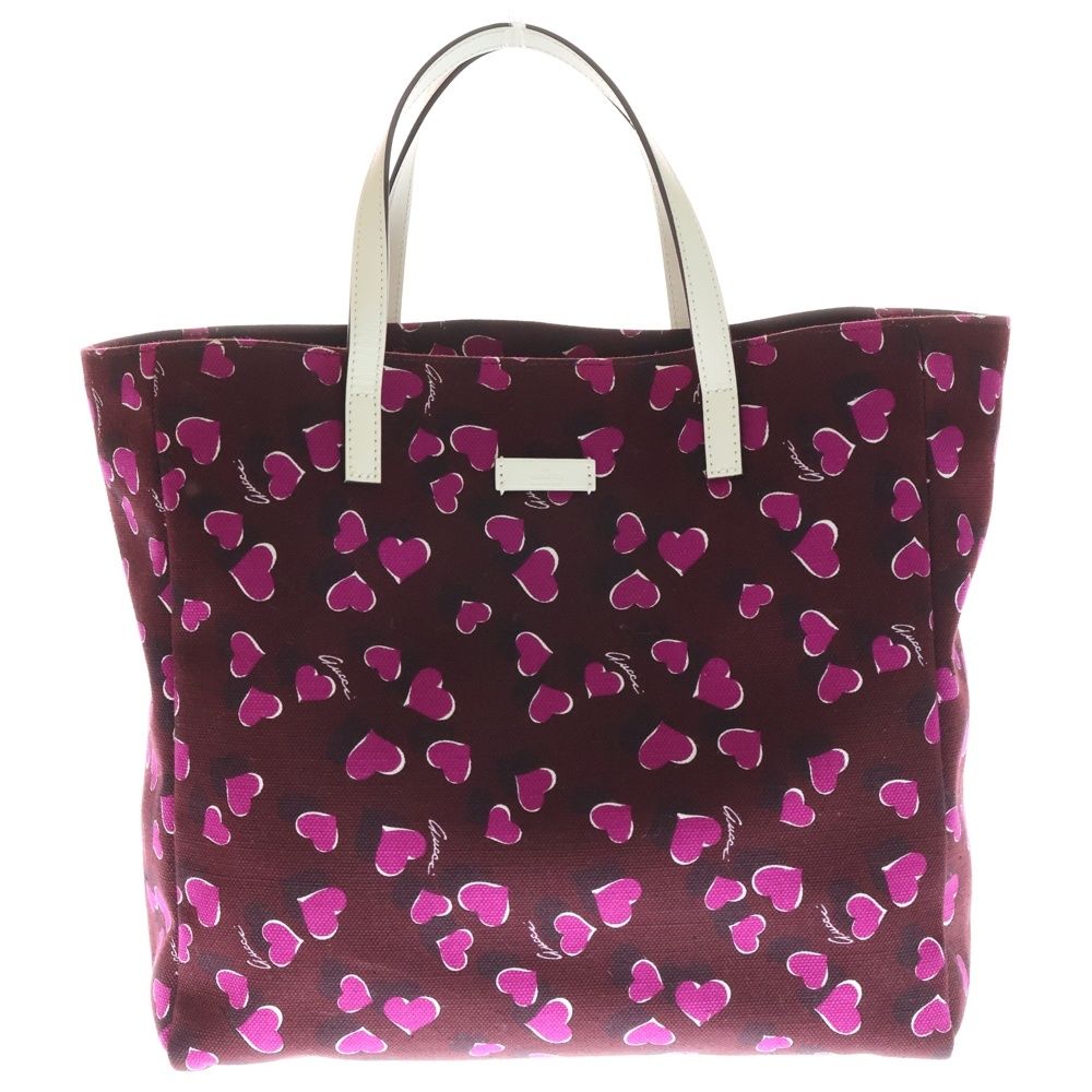 GUCCI (グッチ) ハート柄 トートバッグ ハンドバッグ パープルブラウン