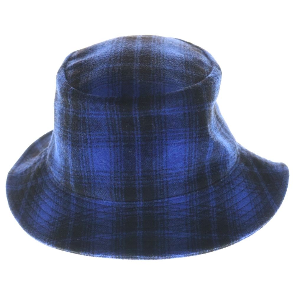 CELINE (セリーヌ) ロゴ刺繍 チェック総柄 バケットハット 帽子 ブルー