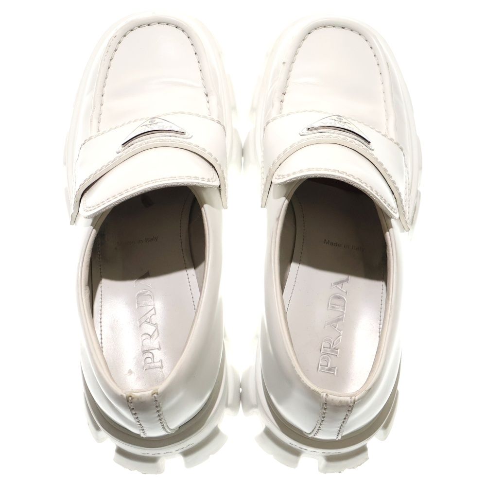 PRADA (プラダ) Monolith Pointy Brushed Leather Loafers モノリス