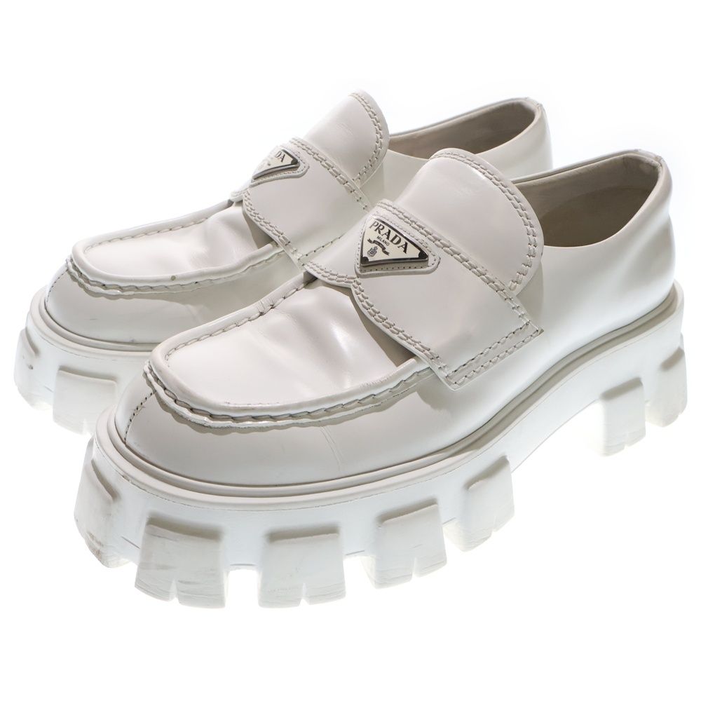 PRADA (プラダ) Monolith Pointy Brushed Leather Loafers モノリス