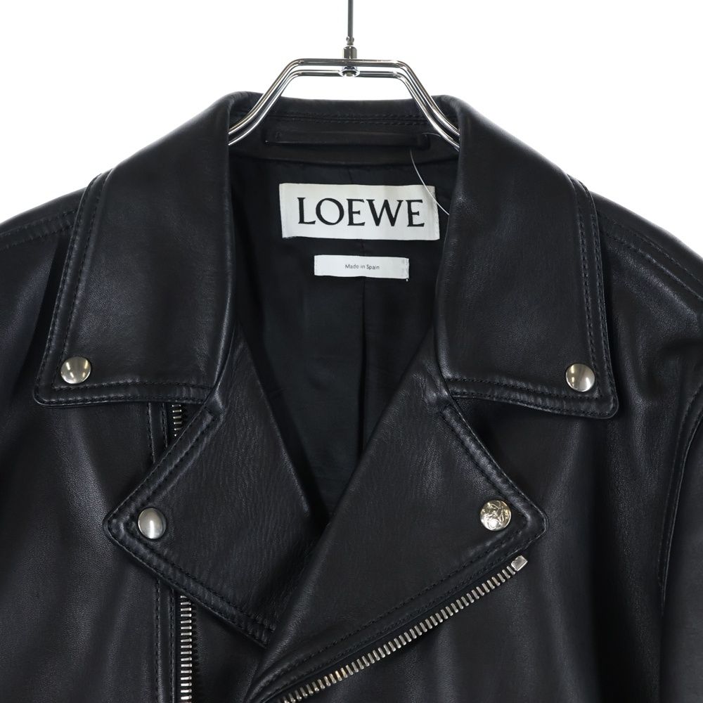 LOEWE (ロエベ) ラムレザー ダブルライダース ジャケット ブラック