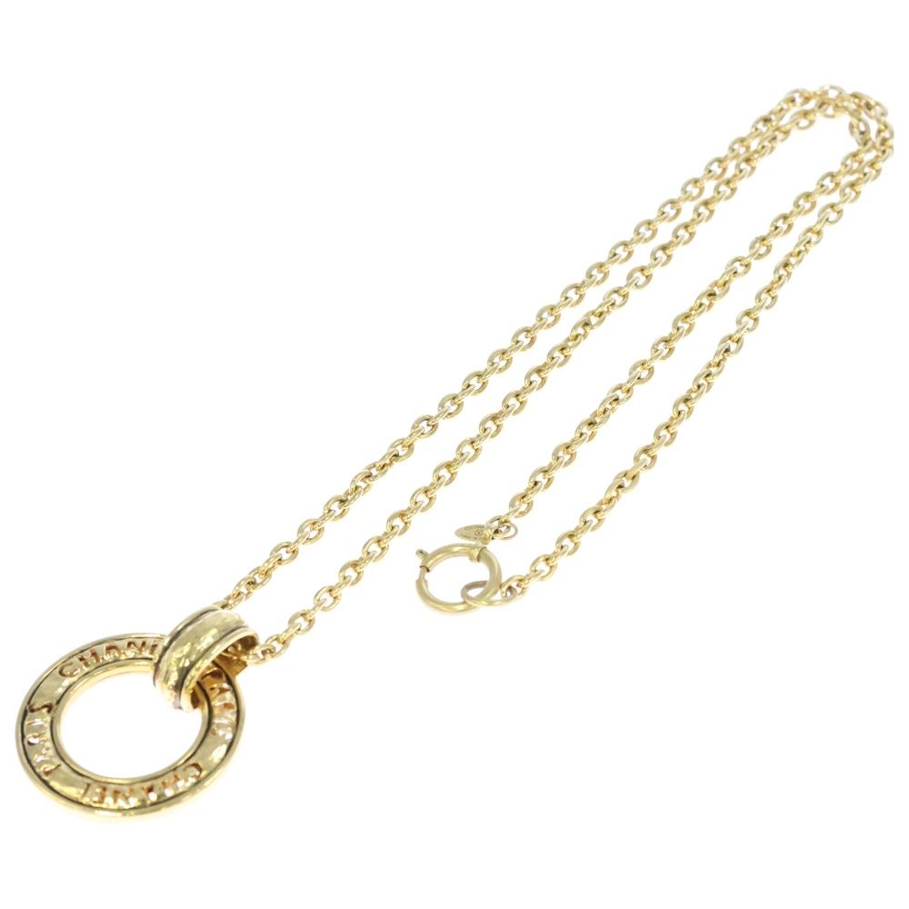CHANEL ヴィンテージ ロゴサークル ネックレス ゴールドチェーン CHANEL (シャネル) ヴィンテージ ロゴリング ネックレス ペンダント