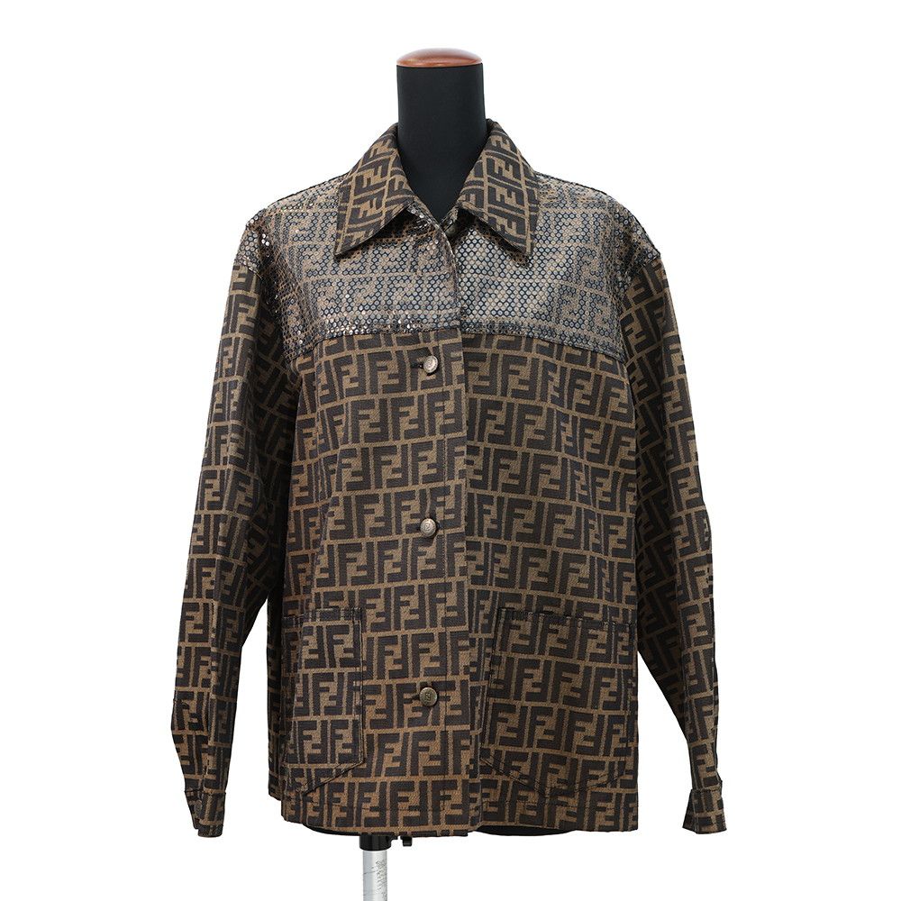 フェンディ ジャケット ズッカ柄 ロゴ 総柄 ポリエステル レディース