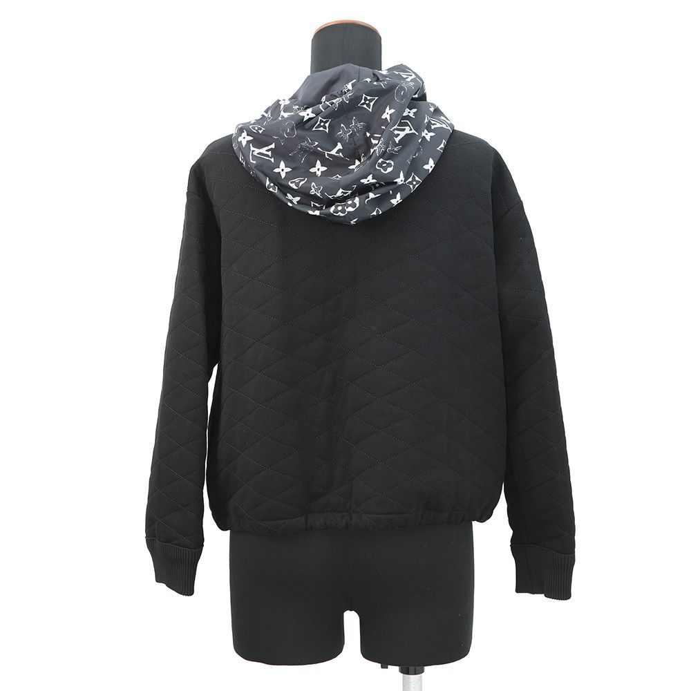 美品　LVルイヴィトン　ジャケット黒XS ルイヴィトン ジャケット ステンシルエフェクトモノグラム フード付き