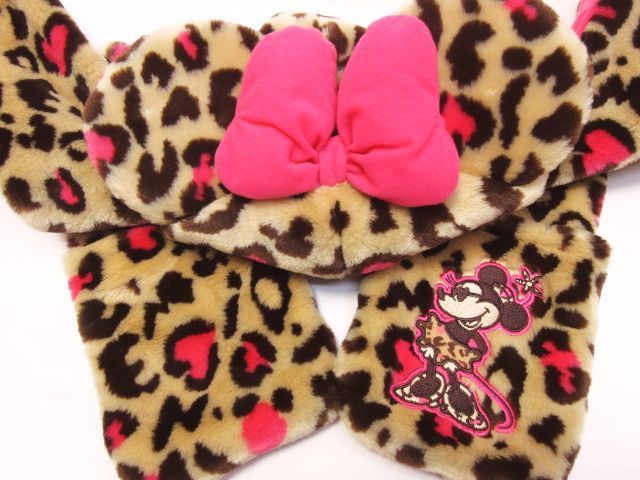ディズニー ヒョウ柄 マフラーキャップ ファンキャップ ミニー