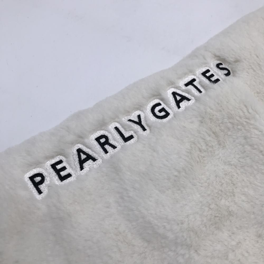 パーリーゲイツ ボアレッグウォーマー 白×ネイビー ロゴ刺しゅう