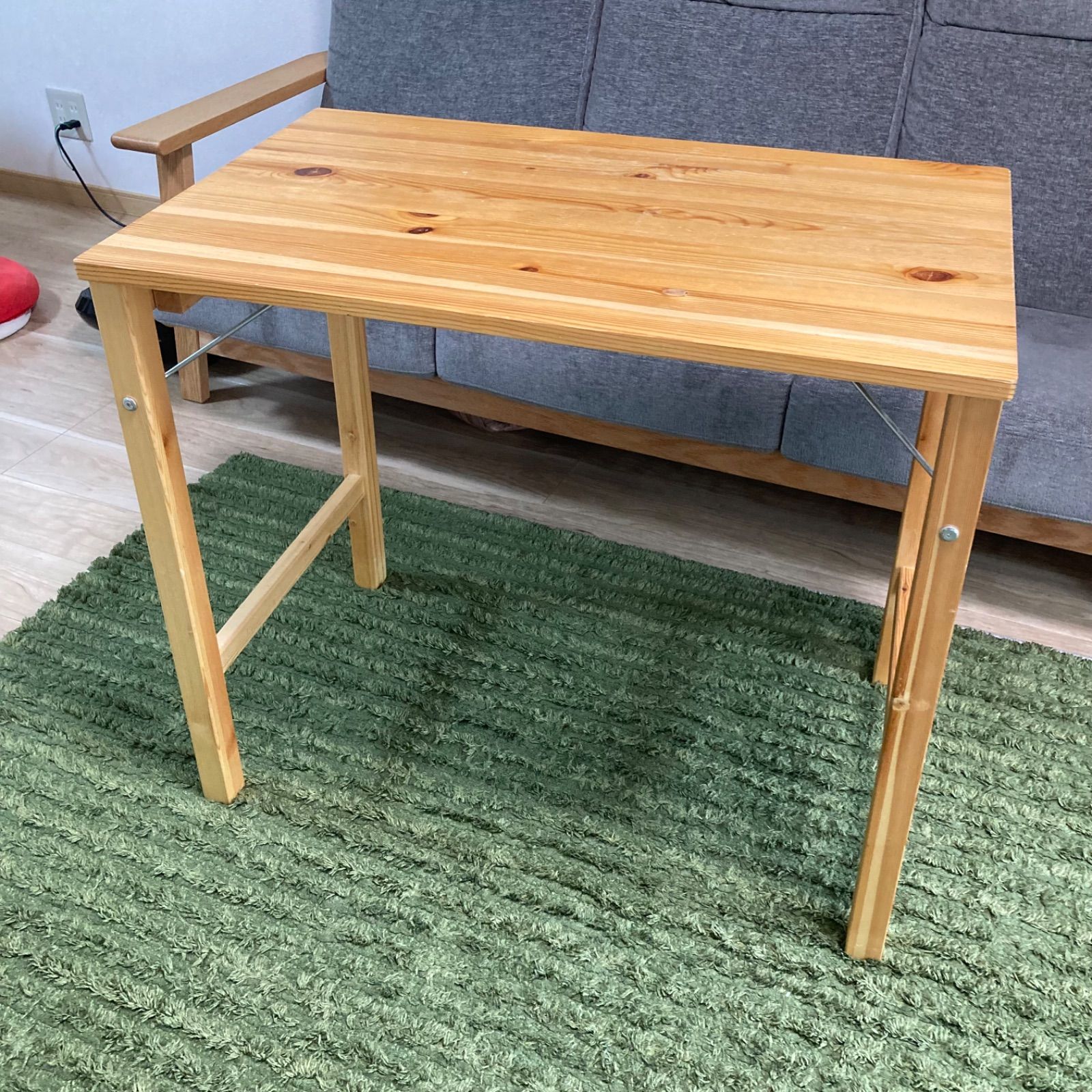 □無印良品 折りたたみテーブル 机 パイン材 無垢 良品計画 80×50×70cm