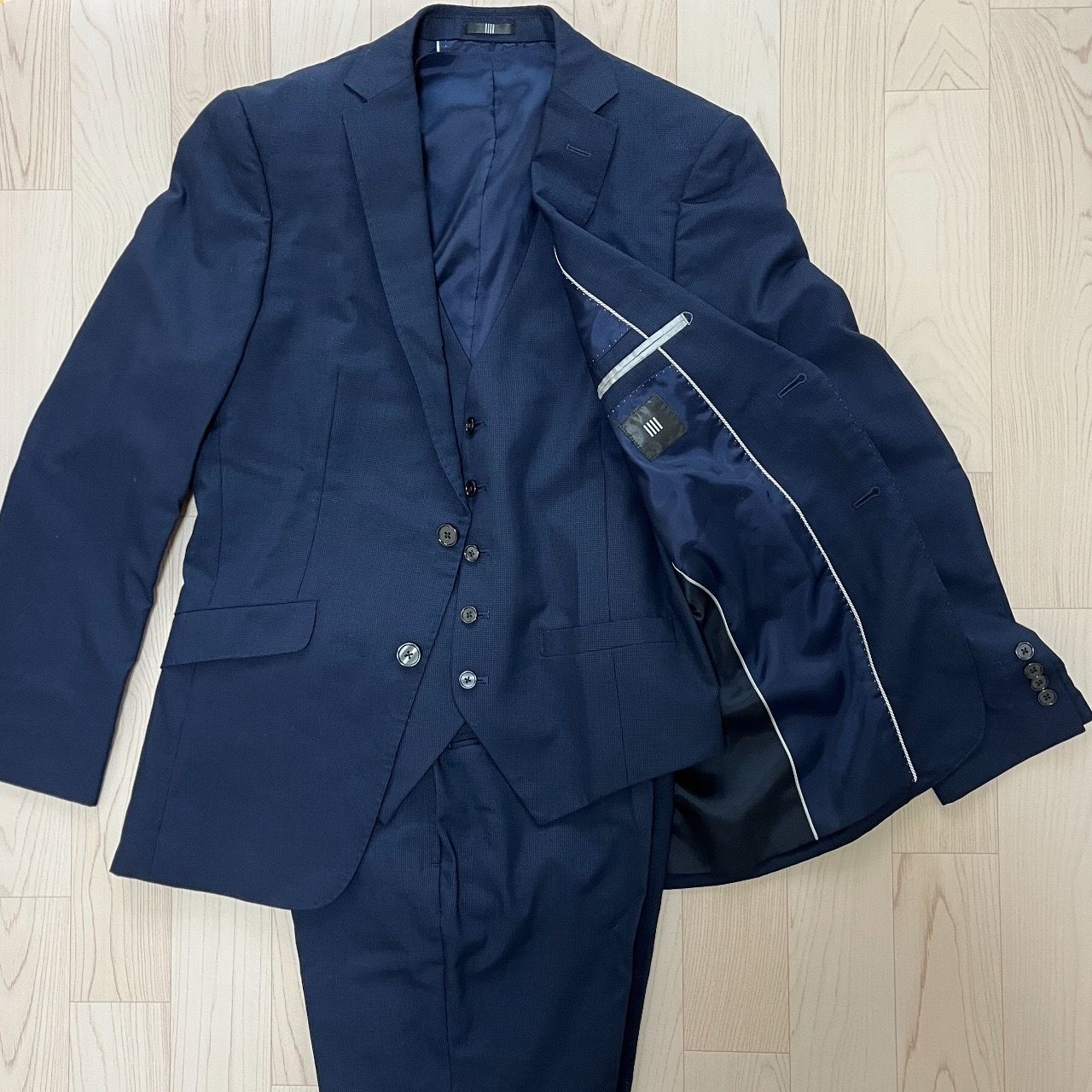 SUIT SELECT 3ピース セットアップ スーツ　ネイビー 紺 Y5 SUIT SELECT 3ピース セットアップ スーツ ネイビー 紺 Y5