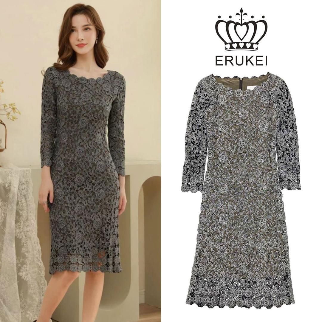 ERUKEI / エルケイ】刺繍レース ミディアムワンピースドレス sugar 