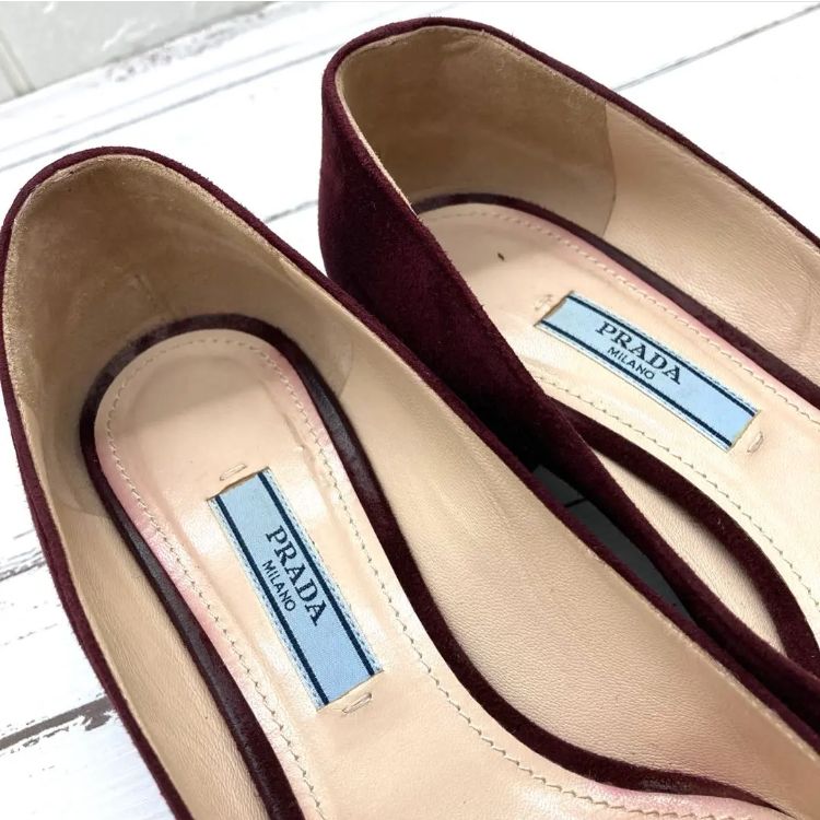 外観美品❣️ PRADAプラダスエードヒール パンプス 35 シューズ 22cm靴