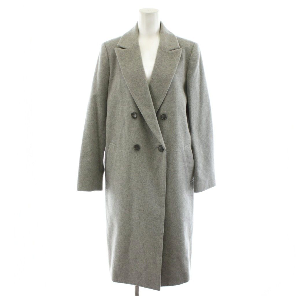 極美品！theory luxe　ウールロングチェスターコート　サイズ38　グレー セオリーリュクス theory luxe SEEK WOOL VIOLA チェスターコート