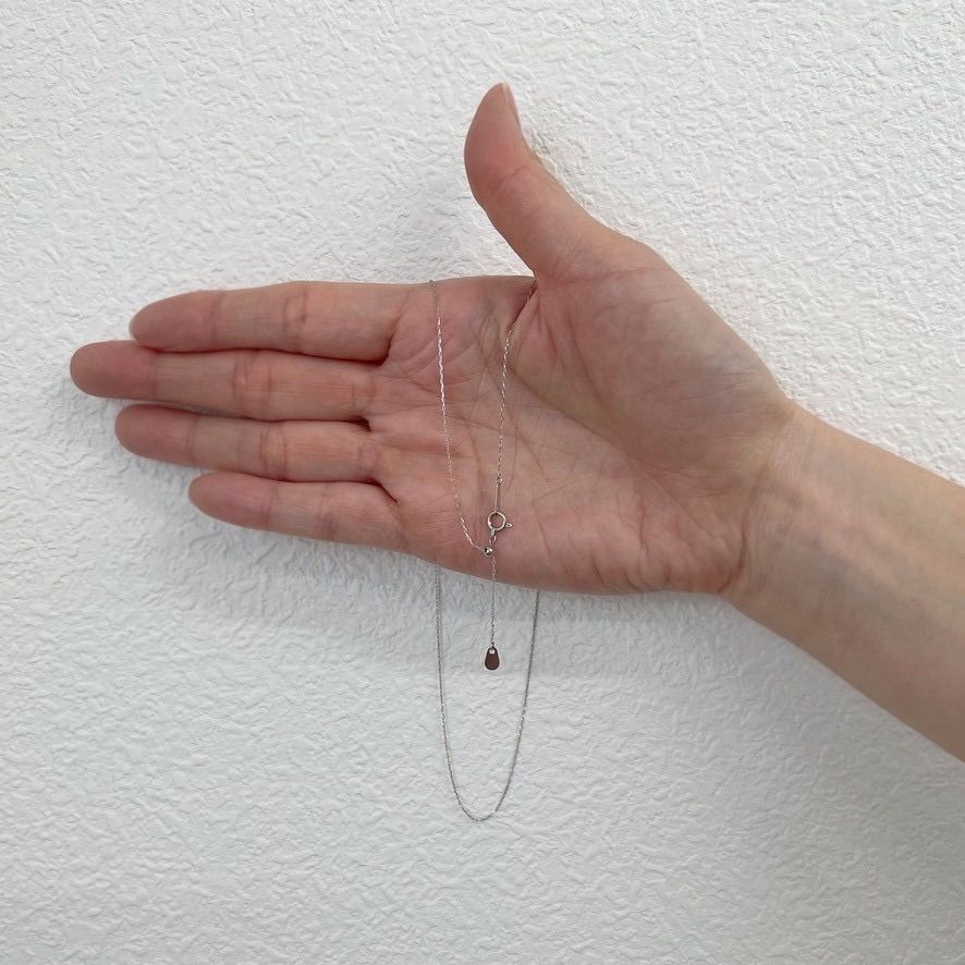 プレゼントボックス入り プラチナ あずきチェーン ネックレス 45cm