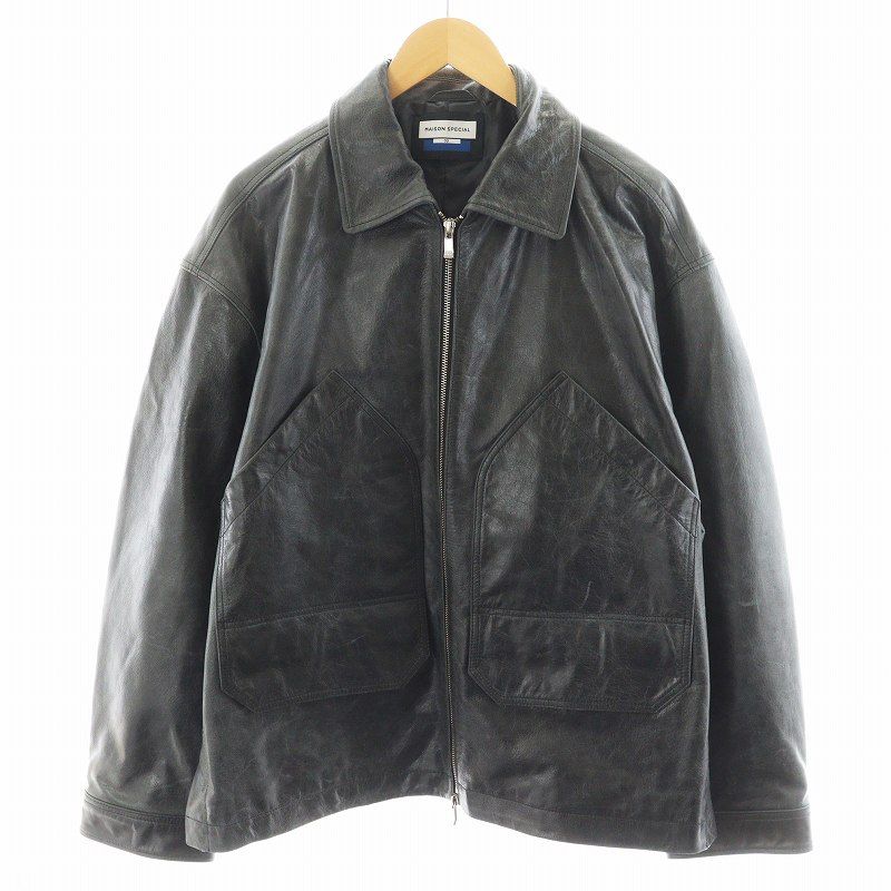 メゾンスペシャル MAISON SPECIAL 23AW バッファローレザーシングルライダースジャケット Buffalo Leather Single Riders Jacket 牛革 アウター 2 グレー 11232211209 /AN20