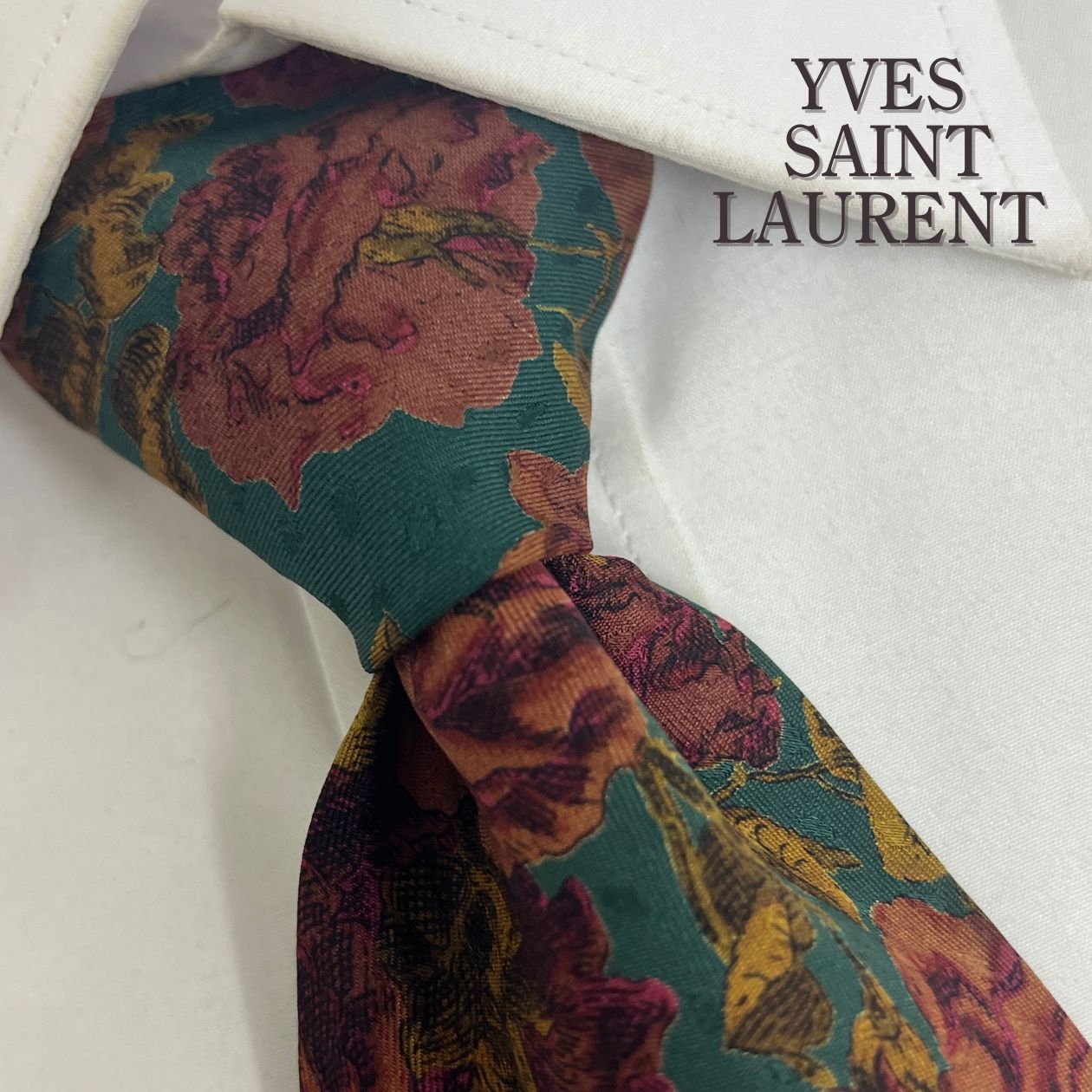 YVESSAINTLAURENT イヴサンローラン ネクタイ グリーン 花柄