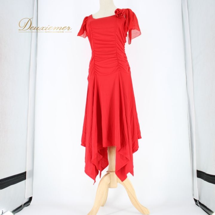 【社交ダンス衣装】レッド ワンピース ドレス 赤 無地 軽い 伸縮 ストレッチ 社交ダンス衣装】レッド ワンピース ドレス 赤 無地 軽い 伸縮