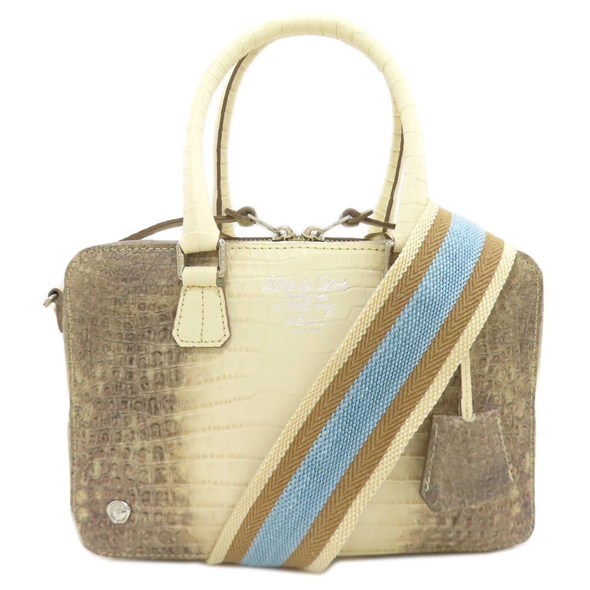 ADMJ エーディーエムジェイ 型押し 2WAY ハンドバッグ レザー