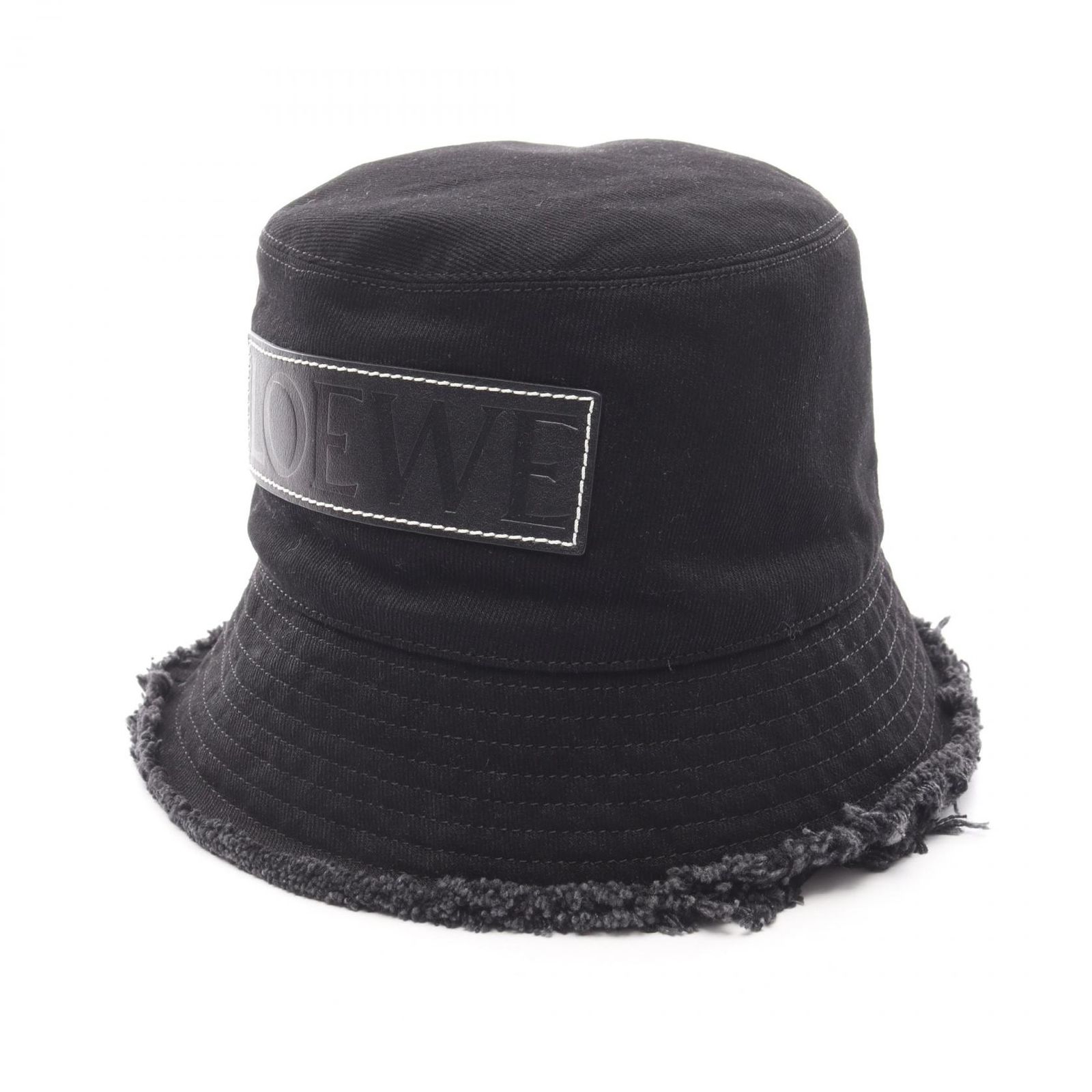 LOEWE ロエベ FRAYED BUCKET HAT レザーロゴパッチ ハット - メルカリ