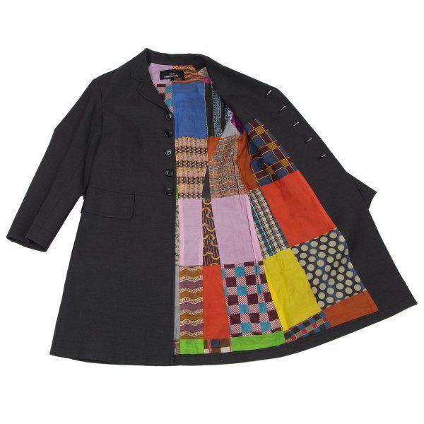 美品 トリココムデギャルソン クレイジーパターン ウール ジャケット 黒 トリココムデギャルソンtricot COMME des GARCONS コットン混