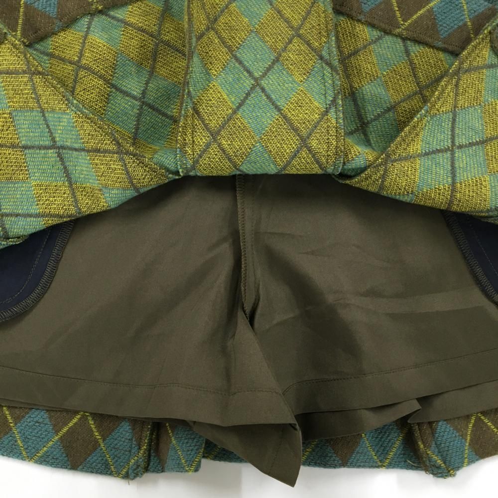 美品】パーリーゲイツ プリーツスカート ライトブルー×ブラウン