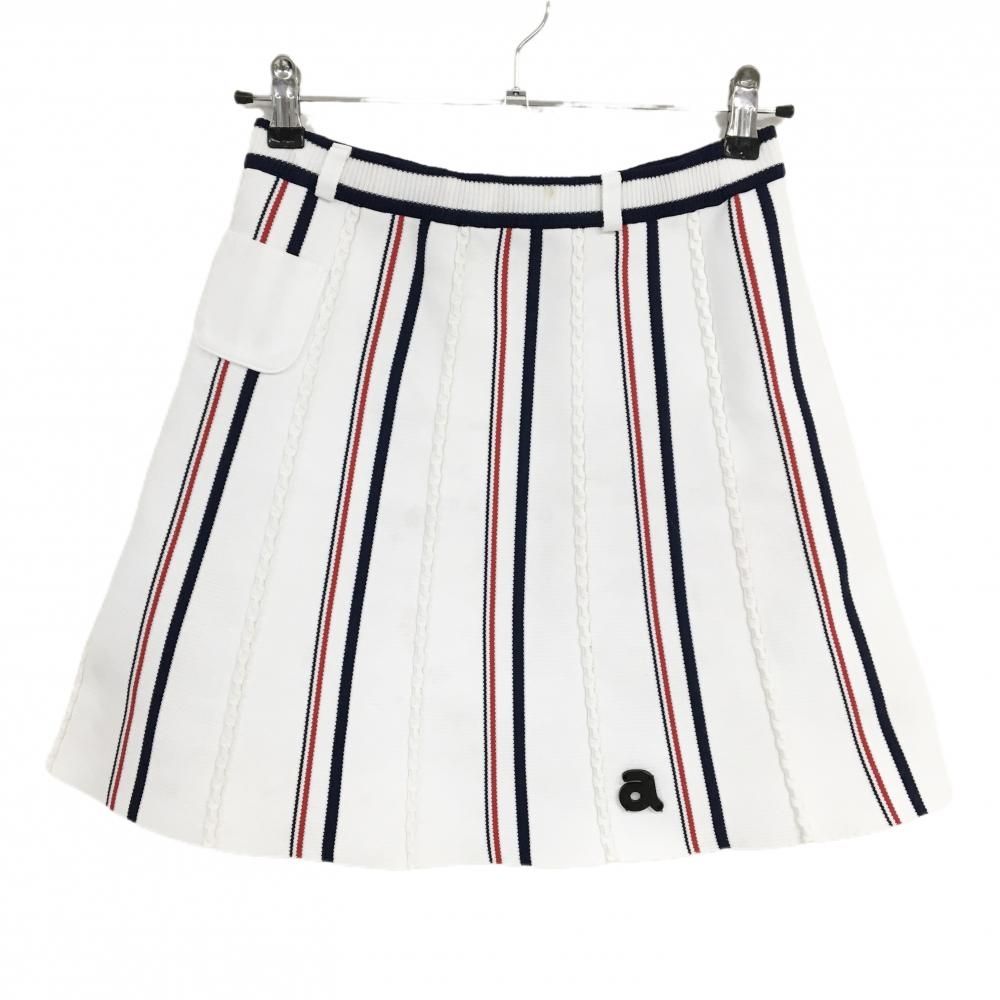 新品未使用　アルチビオ　スカート　サイズＭ アルチビオ ニットスカート 白×ネイビー×レッド ストライプ レディース