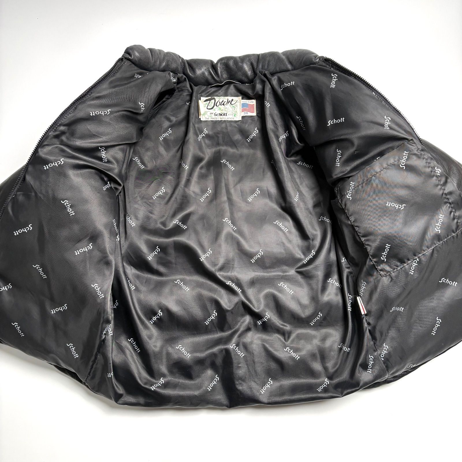 米国製】Schott レザー ダウンジャケット 黒 38 LENZIP - メルカリ