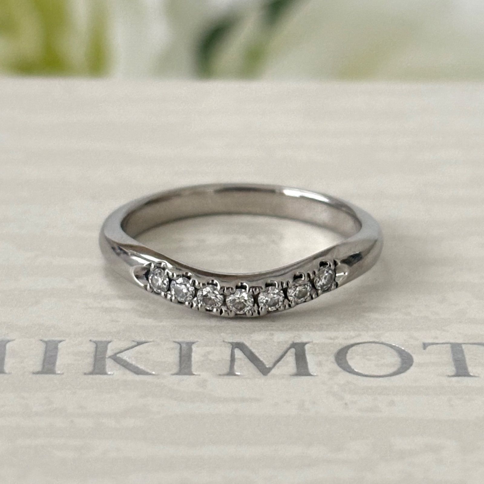 334【ミキモト】Pt950 ダイヤモンド 0.15ct リング ウェーブ 約13号 箱 