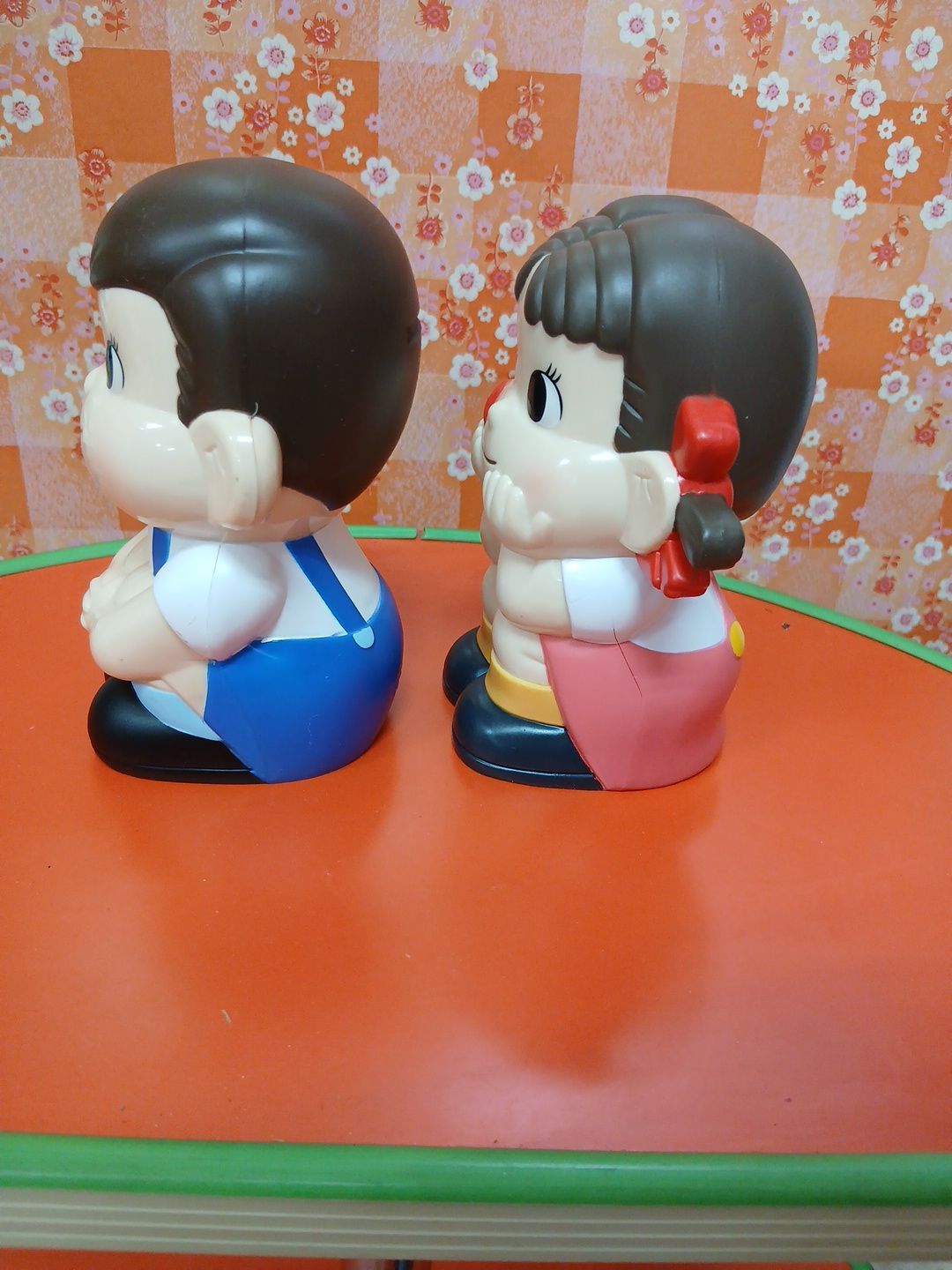 不二家 ペコちゃん ポコちゃん 貯金箱 2体セット 昭和レトロ ソフビ