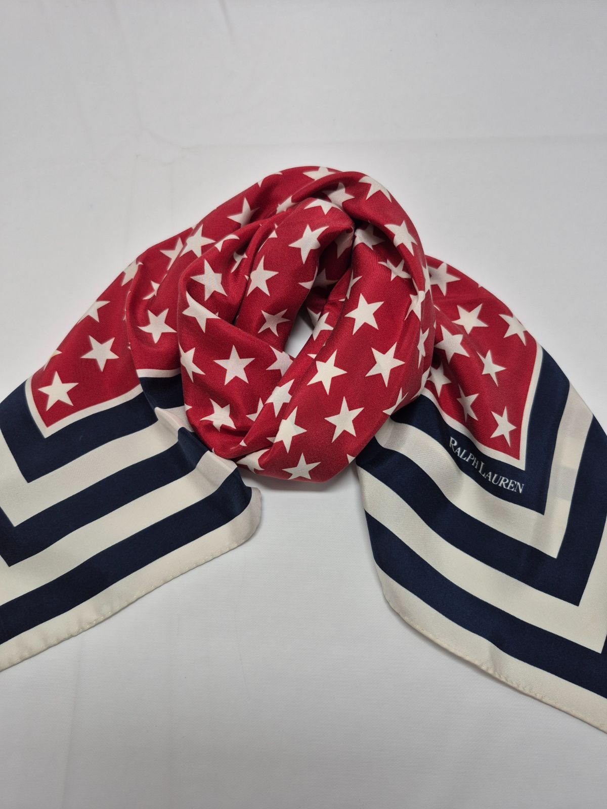 used品】美品！RALPH LAUREN レディーススカーフ シルク100% MADE IN