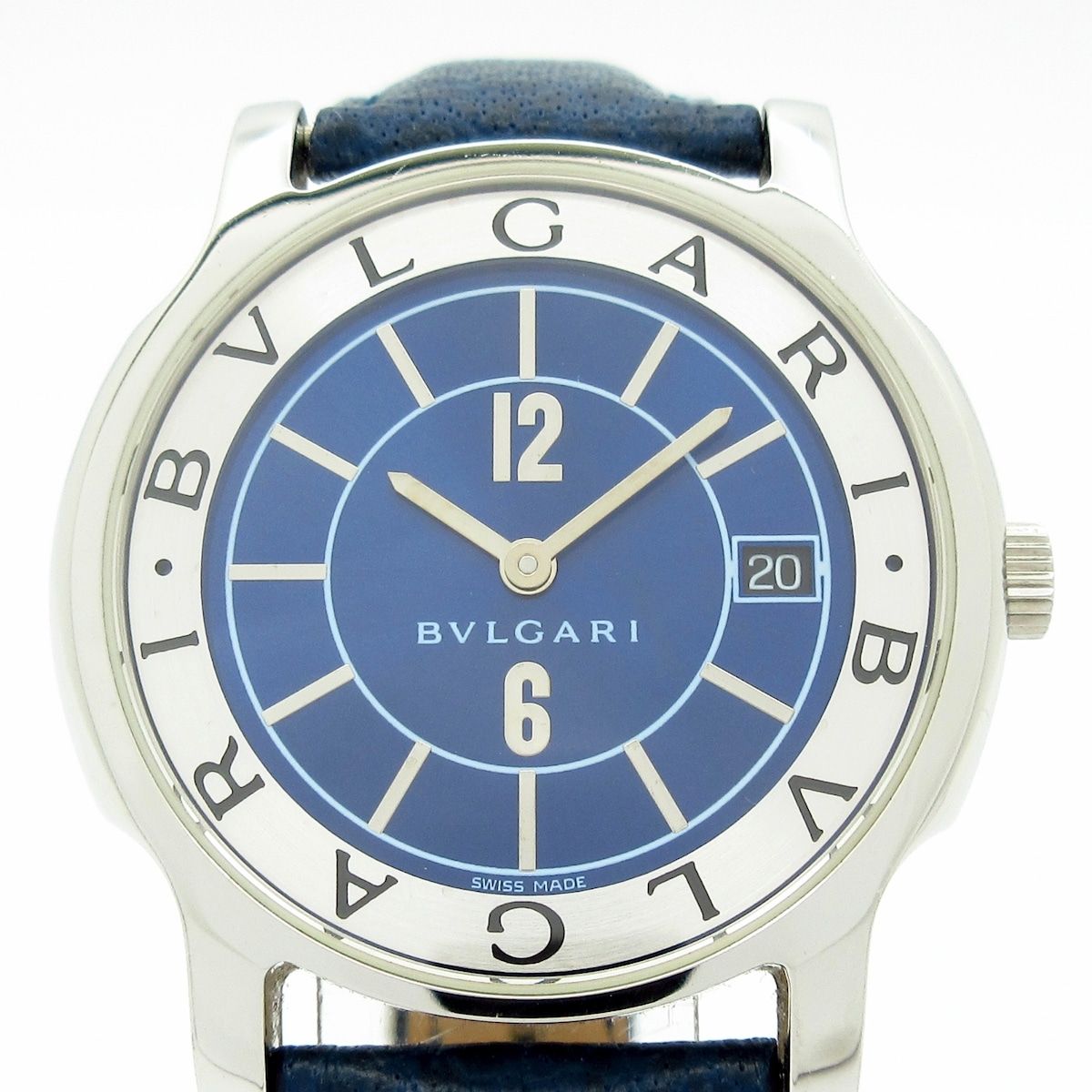 BVLGARI(ブルガリ) 腕時計 ソロテンポ ST35S メンズ ネイビー×シルバー