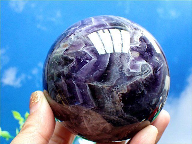 天然～愛の守護石～夢幻紫水晶アメジスト丸玉B89G1/167G04D 天然水晶