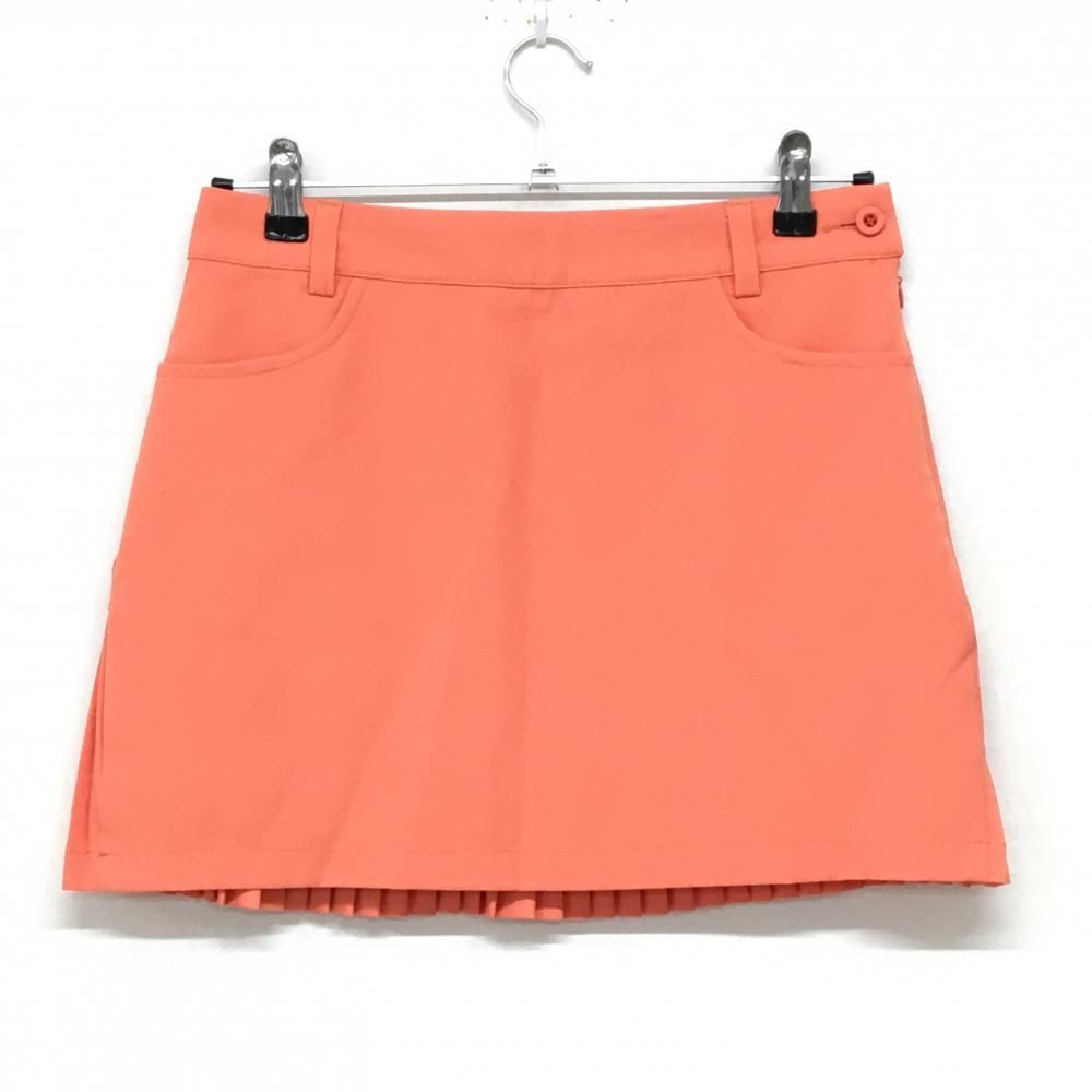 デサントゴルフ スカート オレンジ×黒 後裾プリーツ 内側インナー
