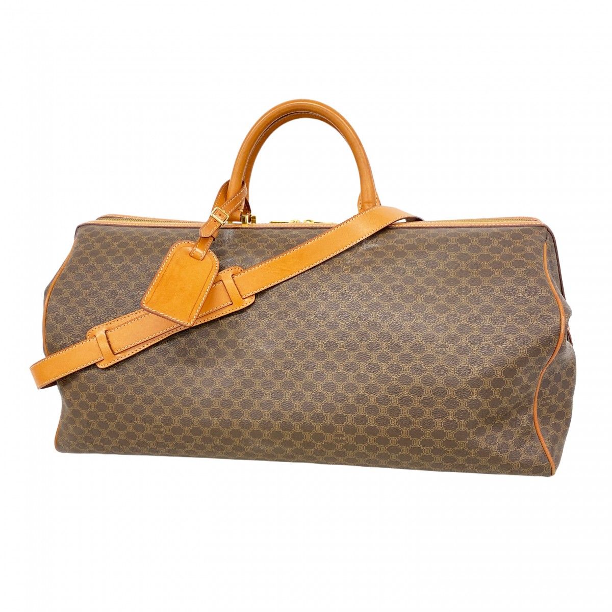 【極美品】セリーヌ ボストンバッグ 黒マカダム PVC 大容量 ゴールド金具 CELINE セリーヌ マカダムミニボストンバッグ PVC ブラックマカダム