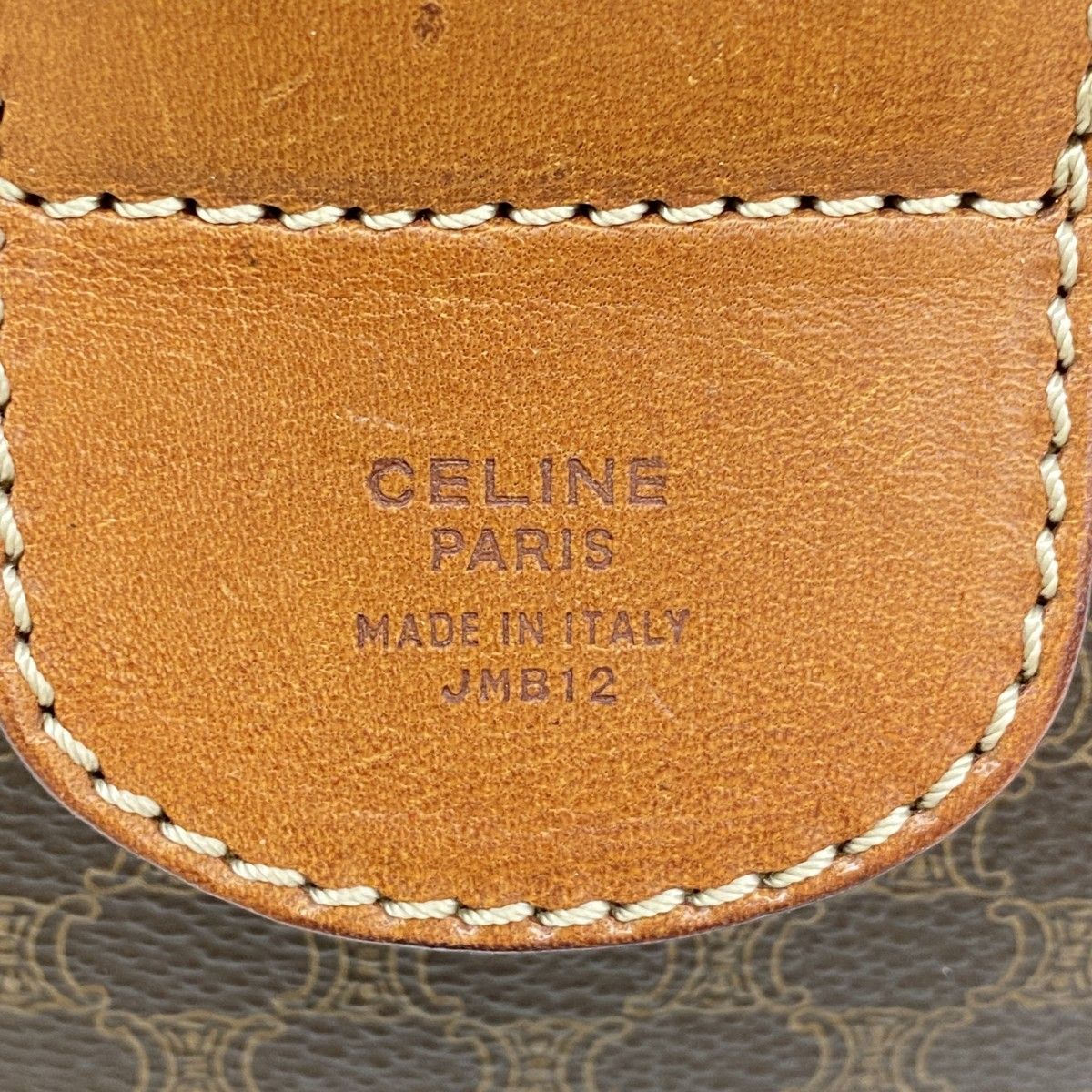 5pd5202-k】セリーヌ ボストンバッグ マカダム PVC ブラウン ゴールド