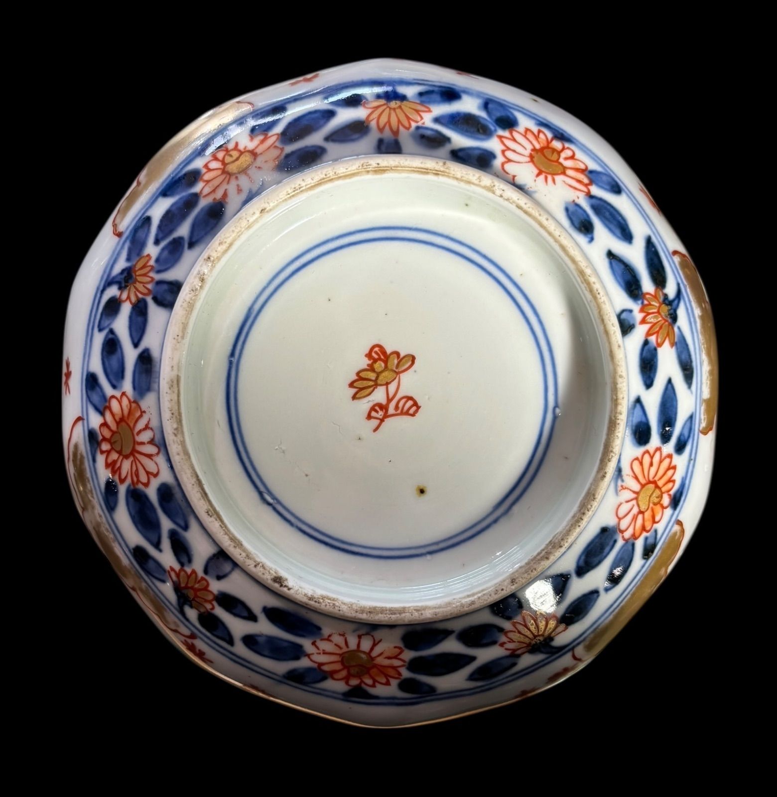 古伊万里 染錦 大鉢 梅鳥草花文図 金彩 色絵 盛り鉢 取り皿 飾り皿 和