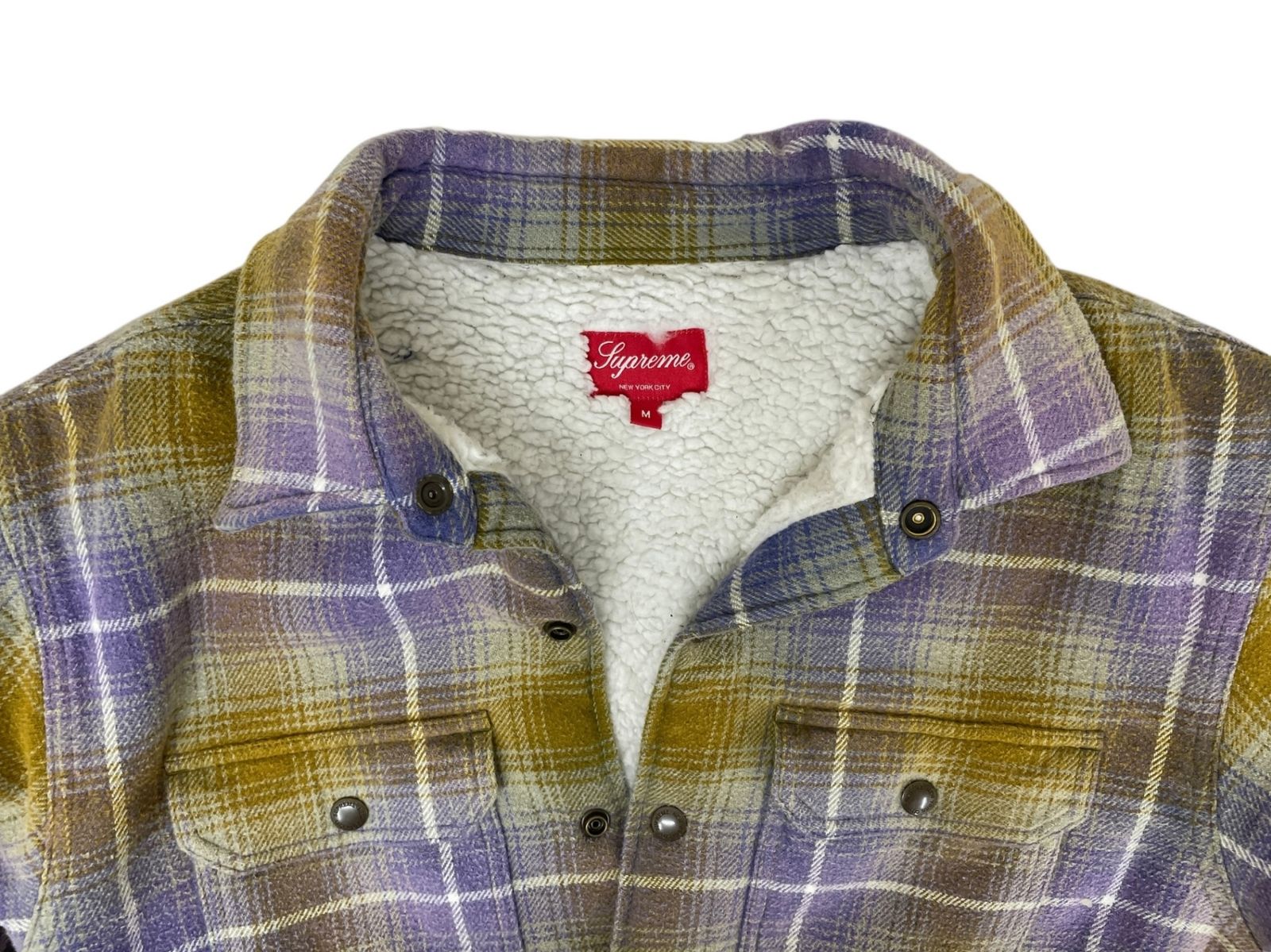 Supreme (シュプリーム) Shearling Lined Flannel Shirt 裏ボア
