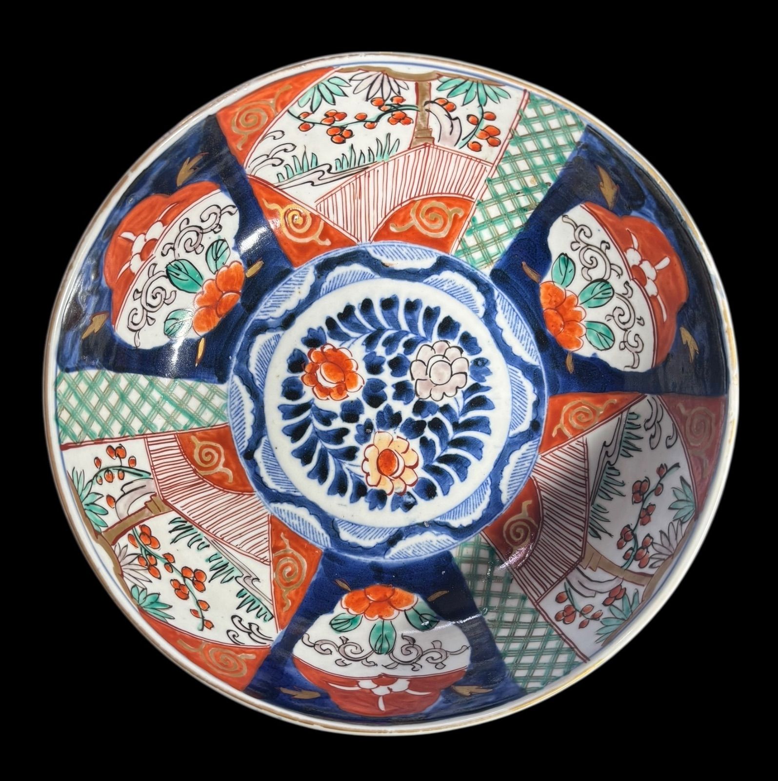 古伊万里 色絵 大鉢 梅草花文図 盛り鉢 取り皿 飾り皿 和食器 陶器